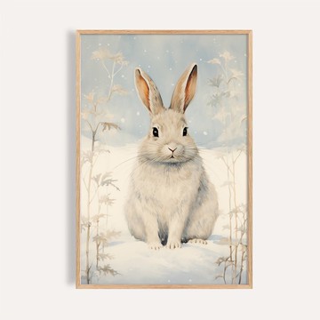 耶誕動物風格 / 雪原小兔 聖誕掛畫 海報 無框畫