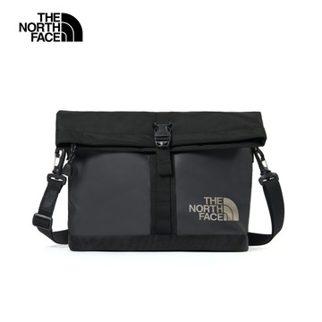 The North Face北面男女款黑色DWR防潑水可調節可拆卸背帶休閒單肩包｜8BK6BIA 斜背包