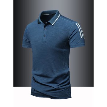 2025夏季新款翻領冰絲polo衫男短袖運動休閑簡約純色速干涼感T恤