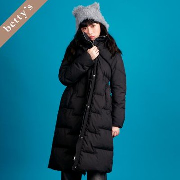 betty’s貝蒂思 長版連帽立領羽絨外套(黑色)