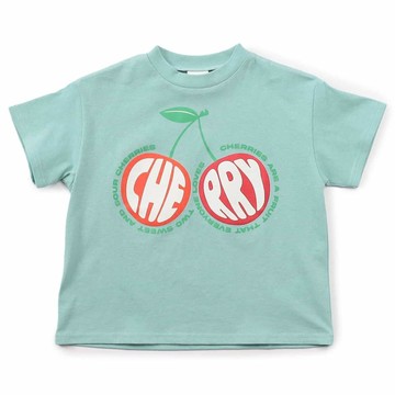 日本 BREEZE - 俏皮印花短袖上衣-櫻桃-薄荷綠