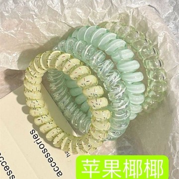 電話線髮圈 高彈力波點髮繩 無痕髮飾 耐用塑料 夏天頭繩 女