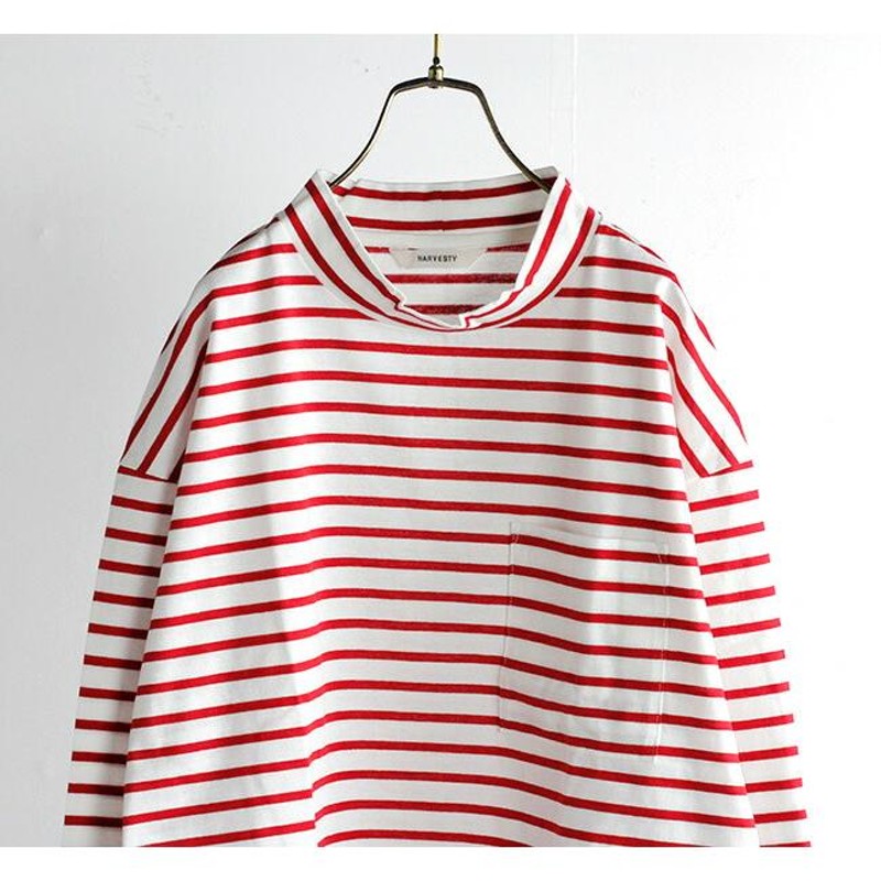 HARVESTY ハーベスティ MOCK NECK L/S TEE STRIPES ボーダー モック