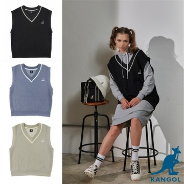 KANGOL 背心 學院風 小LOGO V領 針織背心 中性 63551481-