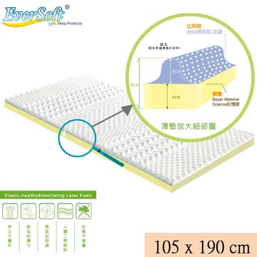 【Ever Soft】 寶貝墊 絕代雙膠 四季型 8cm 薄墊 (105 x 190 cm)
