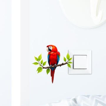 【MR.ZAKKA】創意萬用裝飾貼紙-動物主題 可愛樹枝紅鸚鵡 兒童房布置 DIY可移式壁貼 無痕壁貼 牆貼