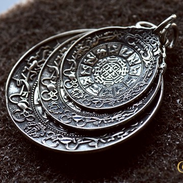 S925純銀。闢邪護身。九宮八卦咒輪吊墜 | FI