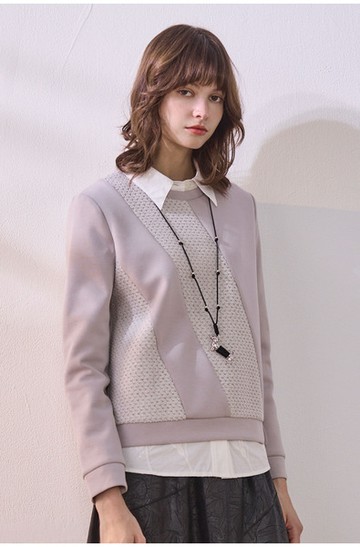 簡約異素材拼接針織衫