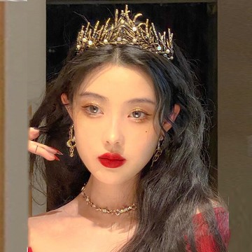 復古新款皇冠新娘頭飾婚紗結婚飾品套裝奢華公主生日王冠成年