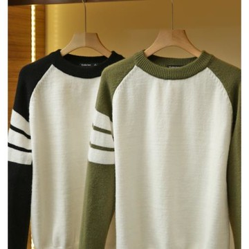 華華U家！美式拼色！細膩超軟糯！秋冬男時尚休閑套頭針織衫毛衣