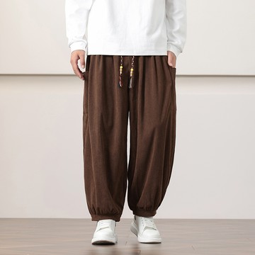 日系燈芯絨工裝大燈籠褲 / 男女皆可穿 / 4色 / M-5XL / 大尺碼【QTJBYAK13】