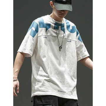 短袖男潮牌日系夏裝字母印花嘻哈寬松半袖男生夏天ins潮流個性t恤