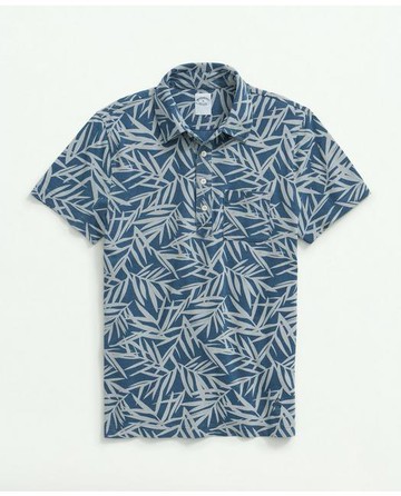 Brooks Brothers Men's Vintage Polo in Printed Indigo-Washed Pique Cotton | Blue | Size 2XL