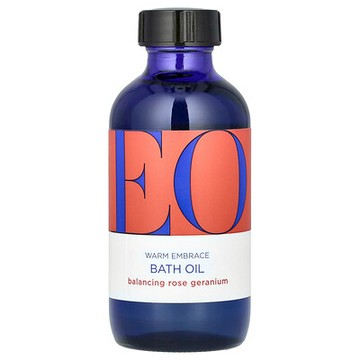 EO Products, Warm Embrace 沐浴油，平衡玫瑰天竺葵，4 液量盎司（118 毫升）
