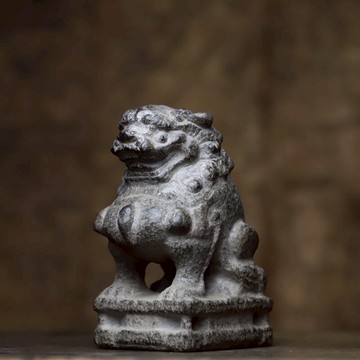 青石純手工雕刻仿古做舊案頭風化皮正臉獅中式會所案頭古典擺件