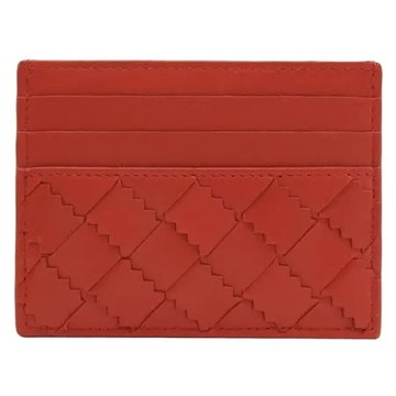 BOTTEGA VENETA 635042 編織小羊皮隨身名片卡夾.紅