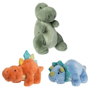 Mary Meyer蜜兒 安撫玩偶 迷你恐龍家族3件組  劍龍(21 x 13cm)+暴龍(17 x 11cm)+三角龍(20 x 9cm)  恐龍 灰色 + 橘色 + 藍色  1組