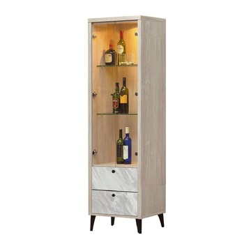 ASSARI-若娜白橡色2尺展示櫃(寬60x深40x高181cm)