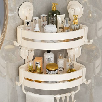 源頭工廠衛生間吸盤置物架壁掛免打孔浴室三角籃洗漱臺收納放置架