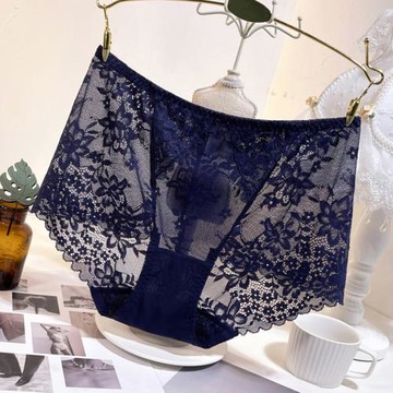 4條裝中腰內褲女蕾絲性感超薄網紗透明包臀無痕三角褲純棉襠大碼