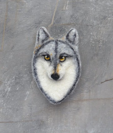 針氈狼動物胸針手工羊毛複製品林地動物別針