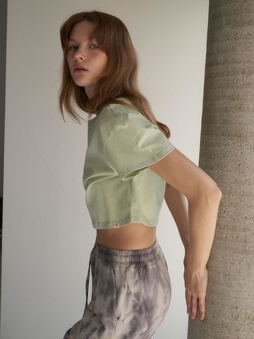 Short Sleeve Natural Dyed Cover Up Yoga [Apple Green]