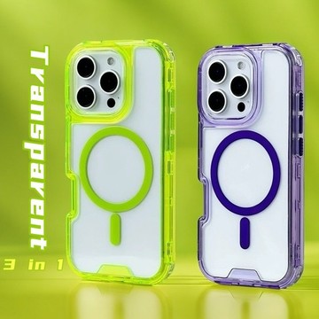 熱銷🏆加厚3 合 1透明亞克力硬殼綠色兼容 iphone 11 12 13 14 15 16 pro max 手機殼