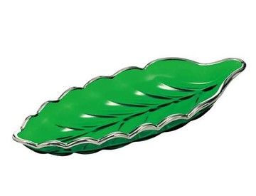 日本Toyo-Sasaki｜綠色葉形盤(小)銀邊