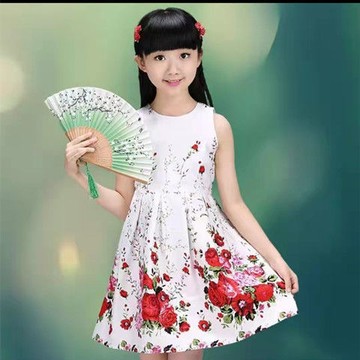 洋裝 女童連衣裙 公主裙 洋氣兒童夏季套裝 碎花裙子 女孩裙子 無袖休閑裙 女生連身裙【不二雜貨】