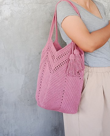 奶奶方形圖案鞣製繩編織包