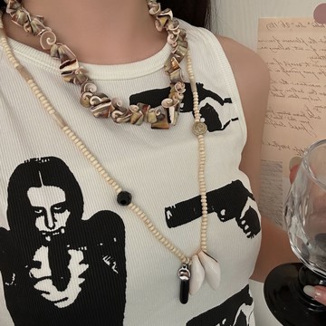 【台灣公司 可打統編】免運 天然高級感漸變貝殼拾貝人項鏈女波西米亞風設計感疊戴鎖骨鏈飾品 可開發票 全館五折 工廠現貨直銷 新品特價 z9211