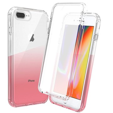 優品360°全包高透帶屏保 IPhone6 7 8 Plus SE3 SE2手機殼 保護殼 防摔PC邊框 TPU軟背板手機套