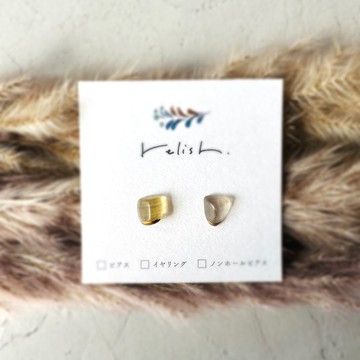 【再販】天然石單顆耳飾 螢石 金繼線 飾品 耳針 無耳洞耳夾 透明 黃色 鎳黃色 金色 小巧 簡約