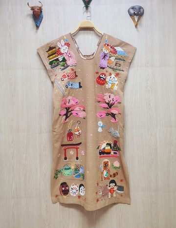 手工刺繡開衫-棉、日遊、富士山、櫻花、狐狸、兔