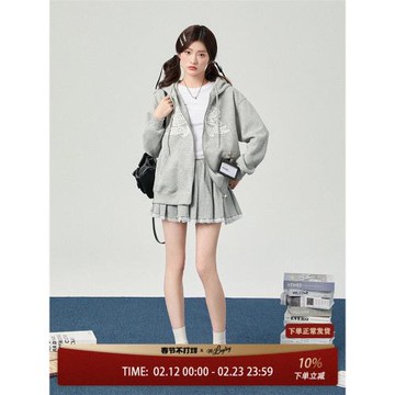 花鈴太太2025春季新款長袖衛衣套裝設計感女甜美外套蝴蝶結上衣