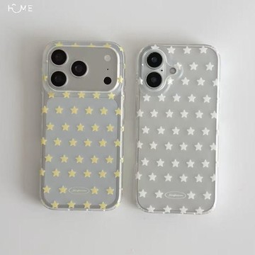 ins風簡約英文星星適用iphone17Promax16Pro/15/14手機殼透明大孔