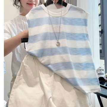 7268 位回頭買家🤩夏季2026新款男女同款韓版小清新條紋背心短褲套裝防曬背心GRTO
