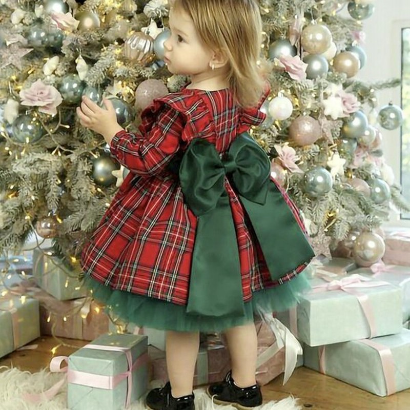 クリスマス 女の子 ワンピース ドレス 3歳 4歳 チェック柄 リボン 子供ドレス ガールズ キッズ 発表会 結婚式 子供服 女の子 子供 ドレス サンタ フォーマル 通販 Lineポイント最大get Lineショッピング