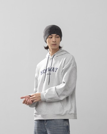 男裝 NORWAY刺繡休閒連帽衛衣-花灰 M/L/XL