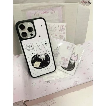 波點小貓咪適用蘋果17pro手機殼iPhone12/14Plus日韓16多巴胺15硬