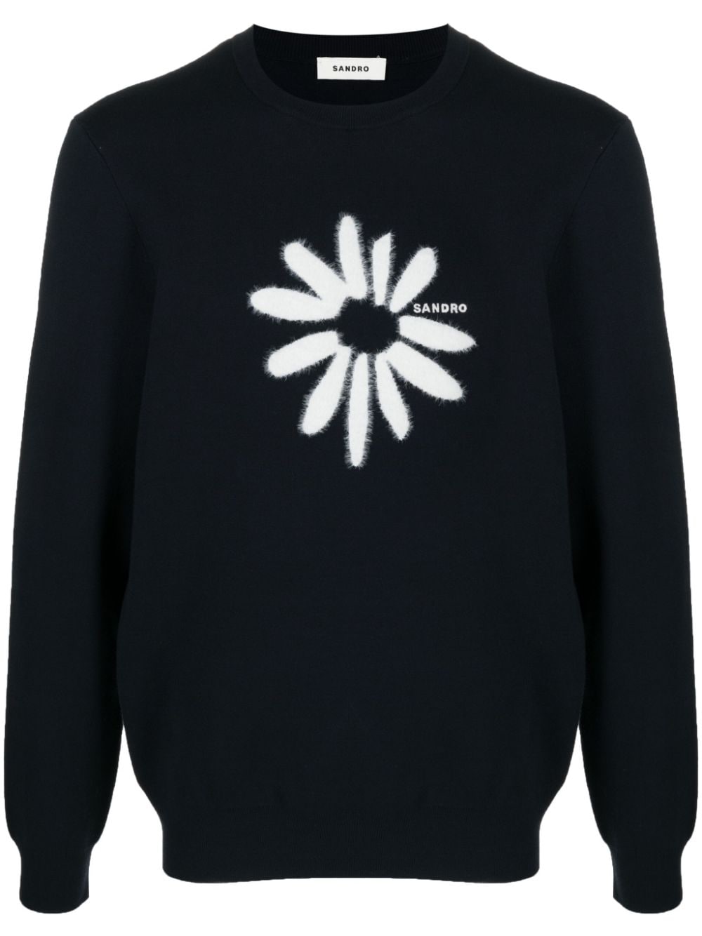SANDRO floral-intarsia fine-knit jumper men Polyester