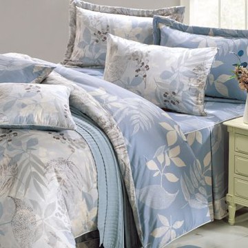 鴻宇 100%美國精梳棉 西瑞爾 藍 雙人七件式兩用被床罩組