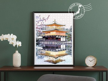 日本手工制拼图・金閣寺、京都・日本風景・送禮、擺設、裝飾
