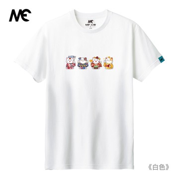 MAIFU CEWEI｜男裝 和服招財貓印花短袖 T恤 短袖上衣 潮T 短T 街頭 潮流 個性 可愛 情侶 精品