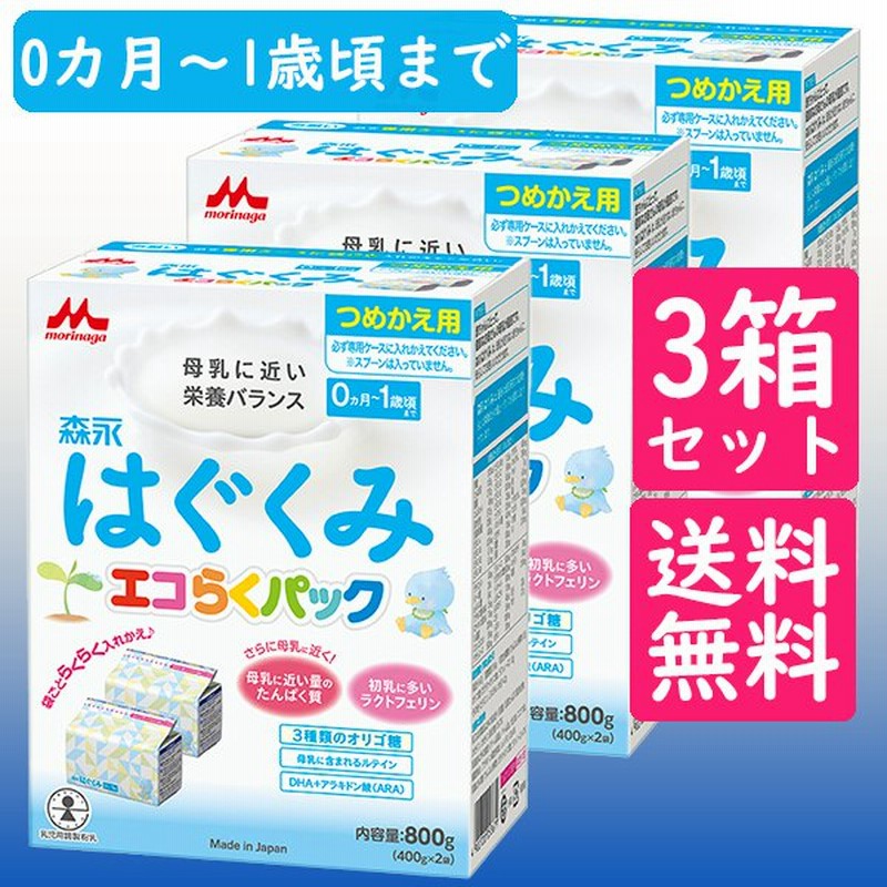 森永乳業 粉ミルク はぐくみ エコらくパック 詰め替え用3箱(400g×2×3箱) 通販 LINEポイント最大0.5%GET | LINEショッピング