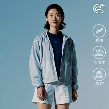 ADISI 女輕肌感超撥水抗風透氣抗UV外套 AJ2611078 淺灰 (M-L)｜UPF30+ 輕量 彈性 防潑水 立領外套
