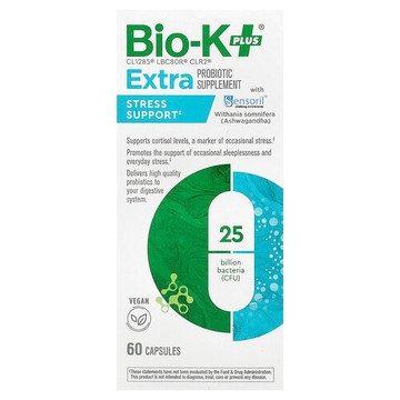 Bio-K+, 優效益生菌補劑，壓力幫助，含 Sensoril®，60 粒膠囊