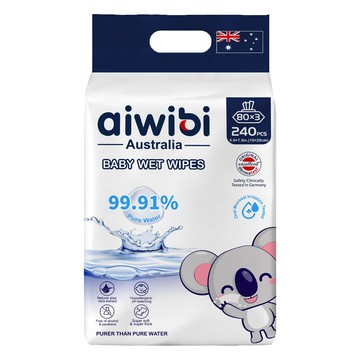 aiwibi 愛薇彼 EDI厚型純水嬰兒濕紙巾 80張  240張  1袋