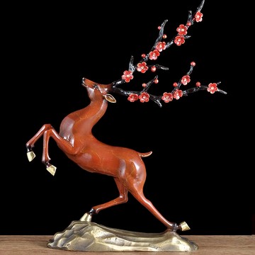 銅鹿擺件家居擺設客廳電視柜玄關工藝品招財喬遷新居開業商務禮品