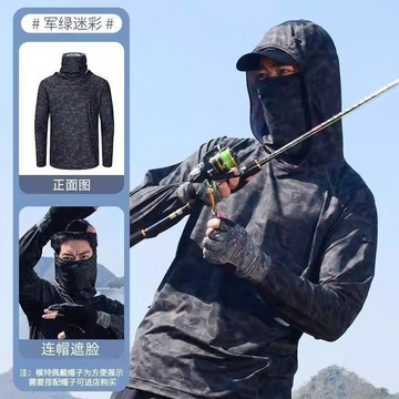✨臺灣熱賣✨掛耳蒙面夏季釣魚專用防曬衣迷彩釣魚防曬服男超薄戶外垂釣路亞防